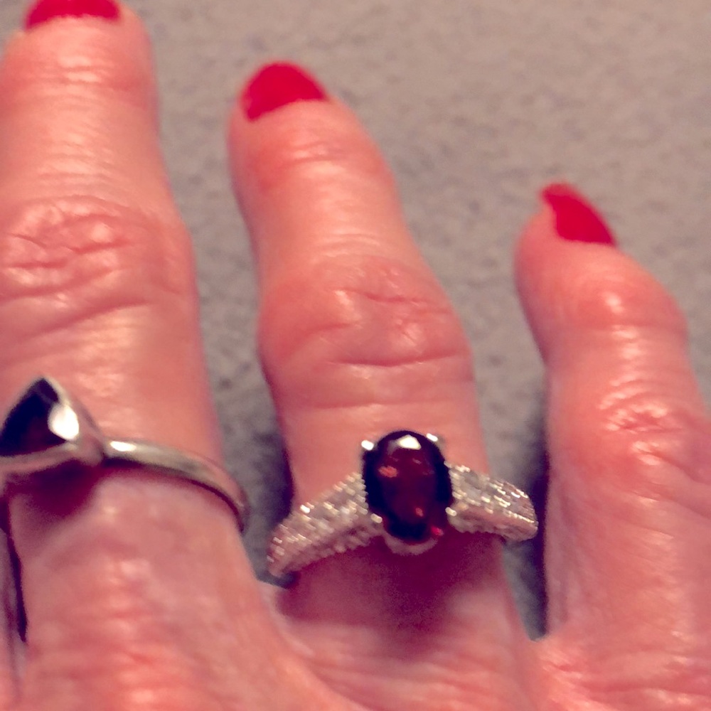 Garnet and Cz Ring